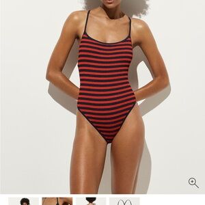 Sydney scrunchie one-piece swimsuit in stripe print